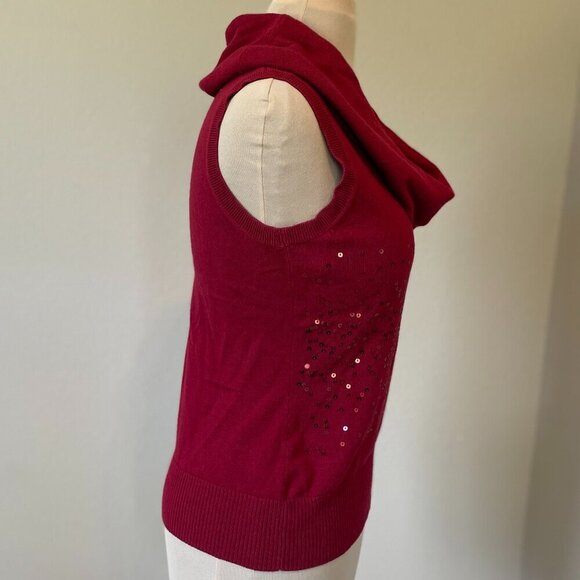 NWOT Apt.9 Red Cowl Neck Sleeveless Sweater with Sequence, Size M EUC - Picture 4 of 9